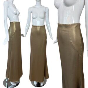 ESCADA Silk Bronzy Gold Paneled Maxi Evening Bridal Wedding Skirt